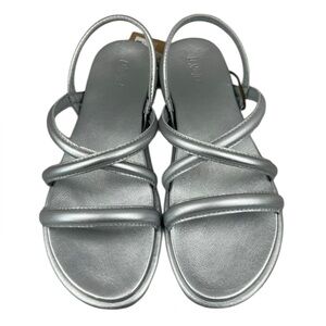 OLUKAI Tiare Elegant Strappy Support Leather Sandal in Silver Size 9 Nwt
